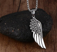 Thumbnail for Men 's Titanium  Steel  Angel Wing 'FAITH' Necklace