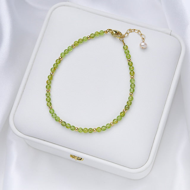 Calming Handcrafted Natural Stones Bracelet with 14K Gold