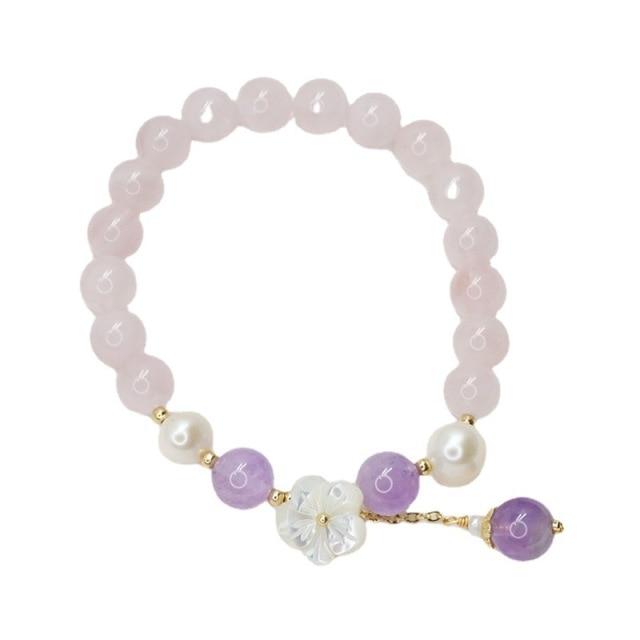 Boho Natural Amethyst & Rose Quartz 'PURIFYING' Bracelet