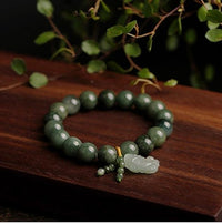 Thumbnail for Premium Quality Burmese Jade & Pixiu ' ATTRACT ABUNDANCE' Bracelet