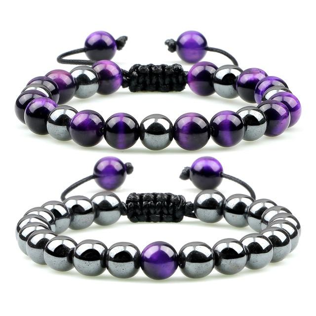 Natural Stone and Hematite NO FEAR 2PC Bracelet Set