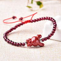 Thumbnail for Hand Carved Purple Cinnabar & Natural Garnet Zodiac Animals Bracelet