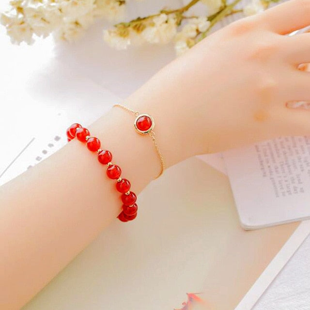 Stainless Steel & High Quality 8mm Natural Gemstone 2 pc Bracelet Set