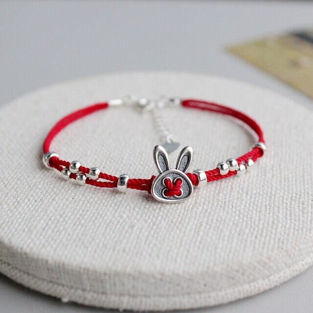 Red Rope & Sterling Silver 'YEAR of the RABBIT' Bracelet