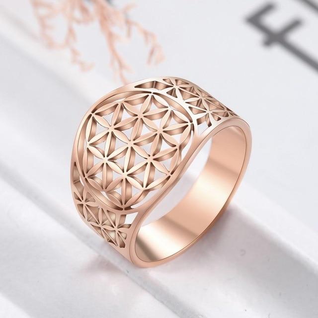 Stainless Steel Viking FLOWER OF LIFE Ring