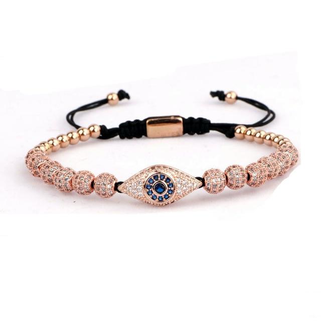 Stainless Steel & Luxury Pave Cubic Zirconia EVIL EYE PROTECTION Unisex Charm Bracelet- 4 colors