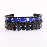 Thumbnail for Luxury Titanium Steel & Premium Stone 3 pc ' STATEMENT' Bracelet Set