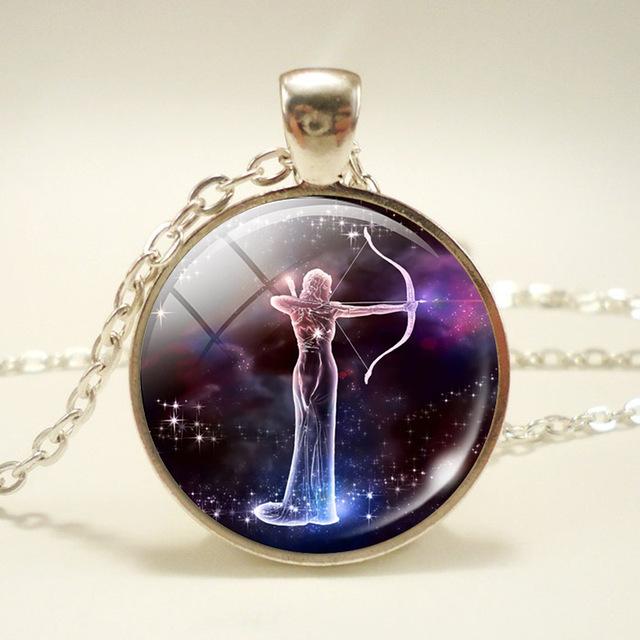 12 Constellation  Glass Dome Pendant Necklace