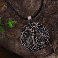 Thumbnail for Double Side Carved Mom &  Children FAMILY TREE of LIFE Necklace -Mom with 1-5 kids