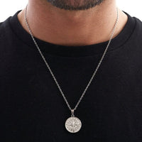 Thumbnail for Men's Stainless Steel Compass Rose Necklace Set: Navigate Your Style