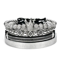 Thumbnail for Luxury Titanium Zirconia Crown 4 Pc Bracelet Set