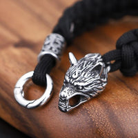 Thumbnail for Stainless Steel Nordic Accent & WOLF Head 'INTUITION' Bracelet