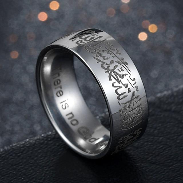 Stainless Steel Arabic Calligraphy 'TESTIMONY' Ring