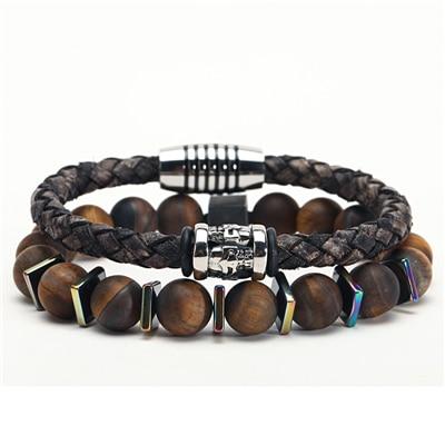 Genuine Leather 'n Stones  CELEBRATE! 2 pc Men's Bracelet Set-16 styles