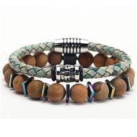 Thumbnail for Genuine Leather 'n Stones  CELEBRATE! 2 pc Men's Bracelet Set-16 styles