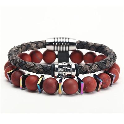 Genuine Leather 'n Stones  CELEBRATE! 2 pc Men's Bracelet Set-16 styles