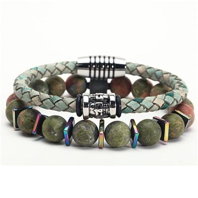 Genuine Leather 'n Stones  CELEBRATE! 2 pc Men's Bracelet Set-16 styles