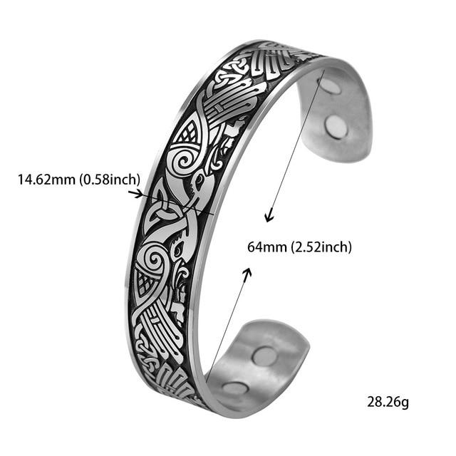 Engraved Viking Phoenix Totem & Celtic Knot MAGNETIC HEALTH Stainless Steel