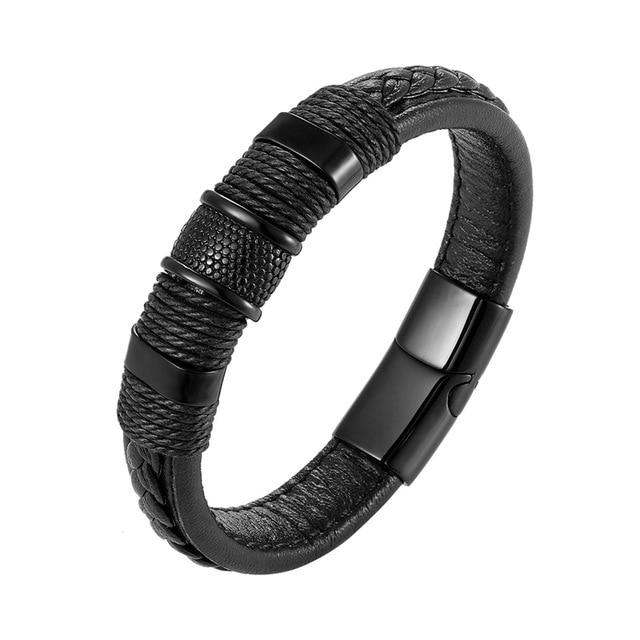 Classic Multi layer Stainless Steel , hemp &  Braided  Leather Bracelet