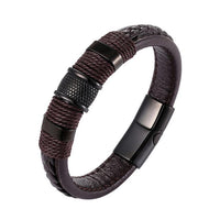 Thumbnail for Classic Multi layer Stainless Steel , hemp &  Braided  Leather Bracelet