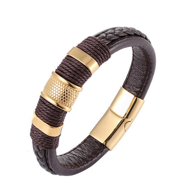 Classic Multi layer Stainless Steel , hemp &  Braided  Leather Bracelet