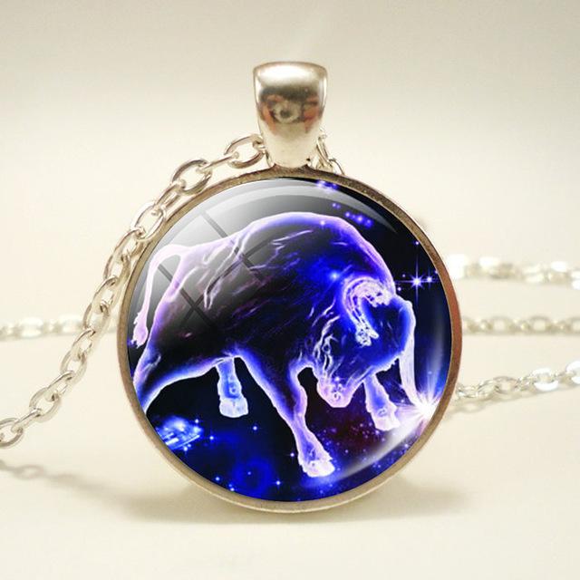 12 Constellation  Glass Dome Pendant Necklace