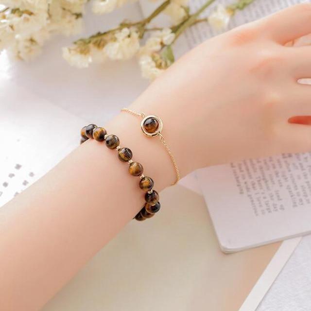 Stainless Steel & High Quality 8mm Natural Gemstone 2 pc Bracelet Set