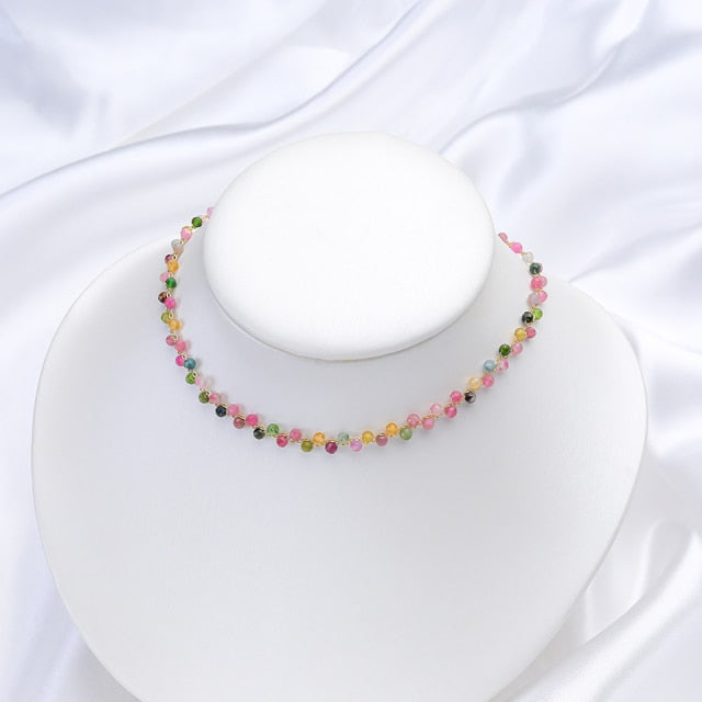 Handcrafted Natural Stones 'STRENGTH' Choker Necklace with Sterling Silver