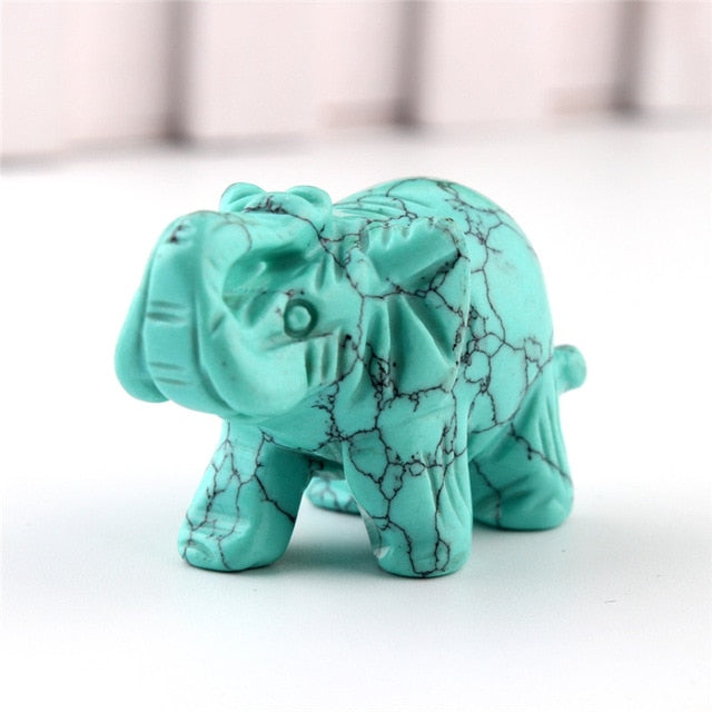 NATURAL STONE CARVED ELEPHANT REIKI CRYSTAL