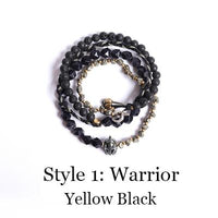 Thumbnail for Blue Sandstone ,Lava Stone, Braid & Pyrite Stone 'NEVER GIVE UP' Spartan Spirit Wrap Bracelet