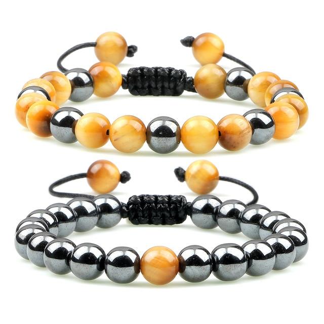 Natural Stone and Hematite NO FEAR 2PC Bracelet Set