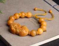 Thumbnail for Natural Yellow Jade Pixiu 'SELF-CONFIDENCE' Rope Bracelet