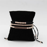 Thumbnail for Luxury 3pc CZ & Copper Bead Bracelet Set- Silver, Gold, Rose & Black Options