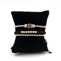 Thumbnail for Luxury 3pc CZ & Copper Bead Bracelet Set- Silver, Gold, Rose & Black Options