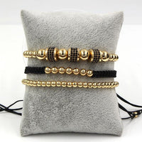 Thumbnail for Luxury 3pc CZ & Copper Bead Bracelet Set- Silver, Gold, Rose & Black Options