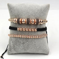 Thumbnail for Luxury 3pc CZ & Copper Bead Bracelet Set- Silver, Gold, Rose & Black Options