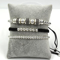 Thumbnail for Luxury 3pc CZ & Copper Bead Bracelet Set- Silver, Gold, Rose & Black Options