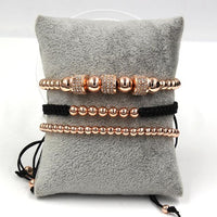 Thumbnail for Luxury 3pc CZ & Copper Bead Bracelet Set- Silver, Gold, Rose & Black Options