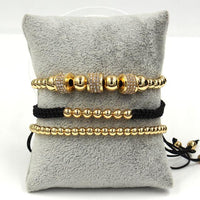 Thumbnail for Luxury 3pc CZ & Copper Bead Bracelet Set- Silver, Gold, Rose & Black Options