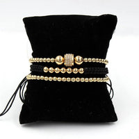 Thumbnail for Luxury 3pc CZ & Copper Bead Bracelet Set- Silver, Gold, Rose & Black Options