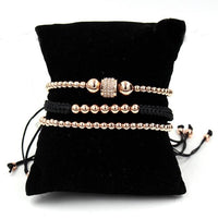 Thumbnail for Luxury 3pc CZ & Copper Bead Bracelet Set- Silver, Gold, Rose & Black Options