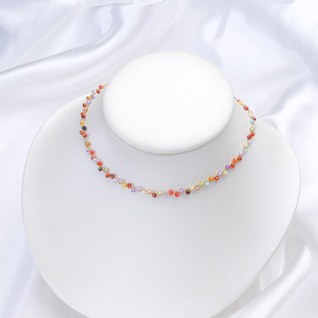 Handcrafted Natural Stones 'STRENGTH' Choker Necklace with Sterling Silver