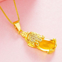 Thumbnail for 18k Gold Plated ATTRACT ABUNDANCE PIXIU & Agate Stone Necklace