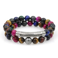 Thumbnail for Luxury No Fade Titanium Steel Tiger Eye Stone UBER PROTECTION 2pc Bracelet Set- 7 NEW STONE COLORS