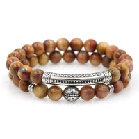 Thumbnail for Luxury No Fade Titanium Steel Tiger Eye Stone UBER PROTECTION 2pc Bracelet Set- 7 NEW STONE COLORS