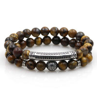 Thumbnail for Luxury No Fade Titanium Steel Mauve/Blue/ Red/Gray/Green Tiger Eye Stone UBER PROTECTION 2pc Bracelet Set