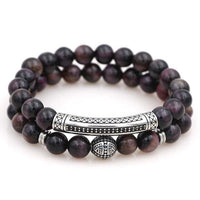 Thumbnail for Luxury No Fade Titanium Steel Mauve/Blue/ Red/Gray/Green Tiger Eye Stone UBER PROTECTION 2pc Bracelet Set