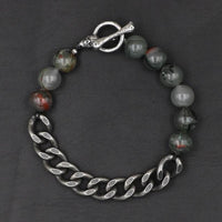 Thumbnail for Retro Stainless Steel & Skull Clasp with 10mm Natural Stones 'VITALITY' Bracelet- we can make ANY SIZE!