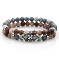 Thumbnail for Quality Stainless Steel & Natural Stone Dual Layer RESILIENCE Bracelet Set-5 Stone Combos