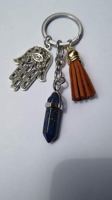 Healing Crystals and Hand of Fatima Keychain